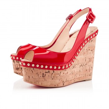 Replica Christian Louboutin Monico 140mm Wedges Rose Matador Cheap Fake Shoes