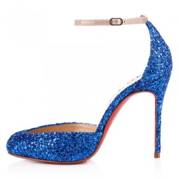 Replica Christian Louboutin Tres Decollete 100mm Pumps Blue Cheap Fake Shoes