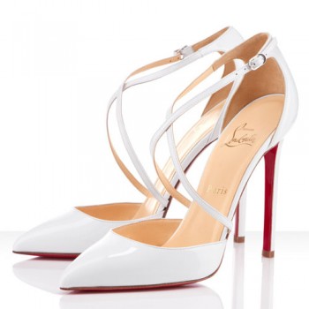 Replica Christian Louboutin Crosspiga 120mm Pumps White Cheap Fake Shoes