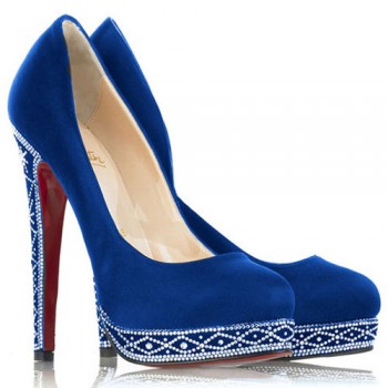 Replica Christian Louboutin Eugenie 120mm Pumps Blue Cheap Fake Shoes