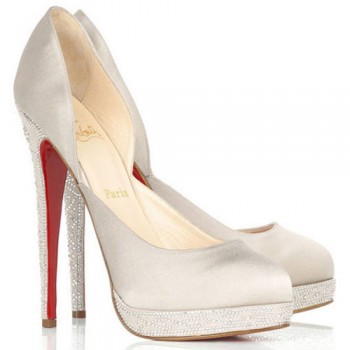 Replica Christian Louboutin Eugenie 120mm Pumps White Cheap Fake Shoes