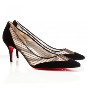 Replica Christian Louboutin Mireille Mesh 80mm Pumps Black Cheap Fake Shoes