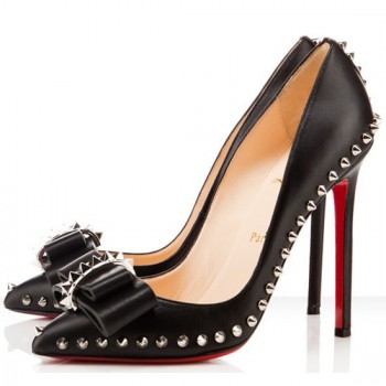 Replica Christian Louboutin Lucifer Bow 120mm Pumps Black Cheap Fake Shoes