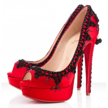 Replica Christian Louboutin Torero 140mm Peep Toe Pumps Red Cheap Fake Shoes