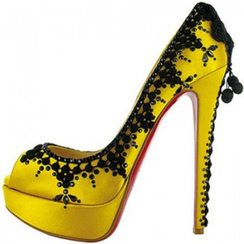 Replica Christian Louboutin Torero 140mm Peep Toe Pumps Lemon Cheap Fake Shoes