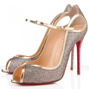 Replica Christian Louboutin 1en8 100mm Peep Toe Pumps Gold Cheap Fake Shoes