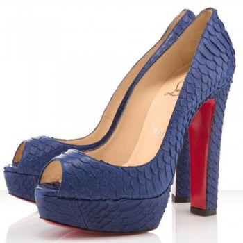 Replica Christian Louboutin Bambou 140mm Peep Toe Pumps Navy Cheap Fake Shoes