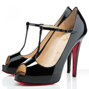 Replica Christian Louboutin Burlina 120mm Peep Toe Pumps Black Cheap Fake Shoes