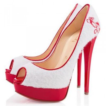 Replica Christian Louboutin Lady 140mm Peep Toe Pumps White Cheap Fake Shoes