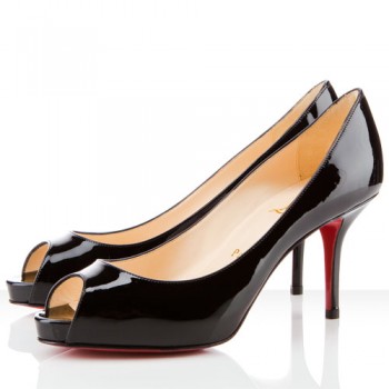 Replica Christian Louboutin Mater Claude 80mm Peep Toe Pumps Black Cheap Fake Shoes