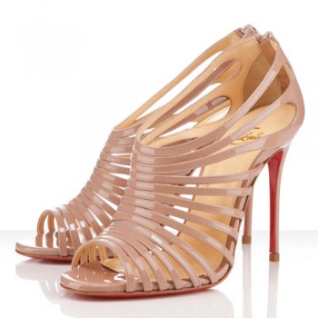 Replica Christian Louboutin Multibrida 100mm Peep Toe Pumps Nude Cheap Fake Shoes