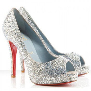 Replica Christian Louboutin Very Riche 120mm Special Occasion Silver Cheap Fake Shoes