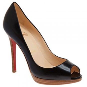 Replica Christian Louboutin Yolanda 120mm Peep Toe Pumps Black Cheap Fake Shoes