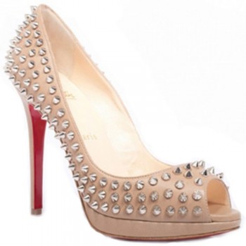 Replica Christian Louboutin Yolanda Spikes 120mm Peep Toe Pumps Pink Cheap Fake Shoes