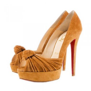 Replica Christian Louboutin Greissimo 140mm Peep Toe Pumps Yellow Cheap Fake Shoes