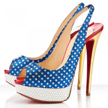 Replica Christian Louboutin Miss America 140mm Slingbacks Blue Cheap Fake Shoes