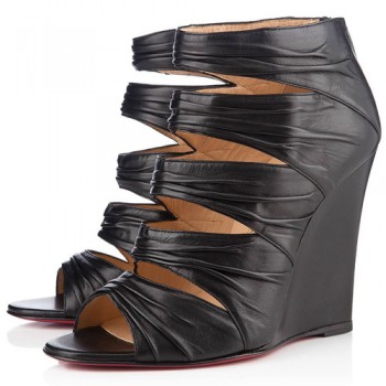 Replica Christian Louboutin Developpa 100mm Wedges Black Cheap Fake Shoes