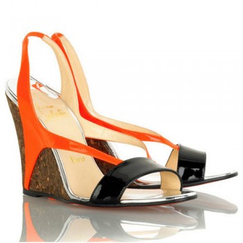 Replica Christian Louboutin Yasmine 100mm Wedges Orange Cheap Fake Shoes