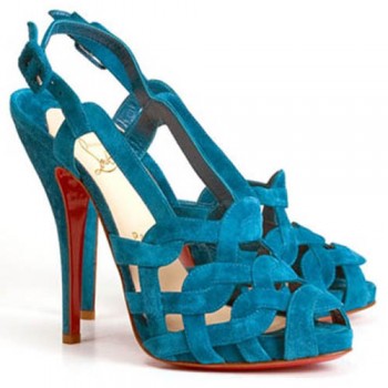 Replica Christian Louboutin Larissandale 120mm Sandals Blue Cheap Fake Shoes