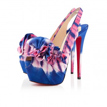 Replica Christian Louboutin High Boubou 160mm Platforms Blue/Pink Cheap Fake Shoes