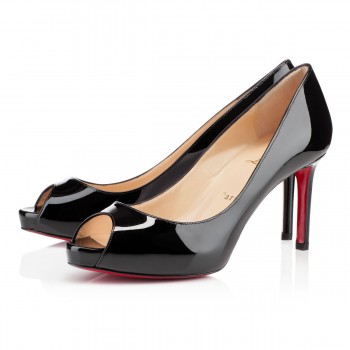 Replica Christian Louboutin No Matter 80mm Peep Toe Pumps Black Cheap Fake Shoes