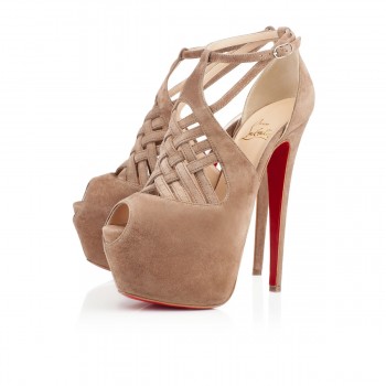 Replica Christian Louboutin Carlota 160mm Platforms Beige Cheap Fake Shoes