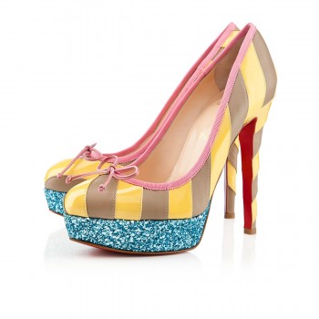 Replica Christian Louboutin Foraine 140mm Platforms Yellow/Stone Cheap Fake Shoes