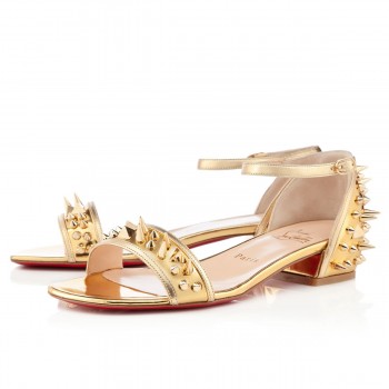 Replica Christian Louboutin Druide Flat Sandals Gold Cheap Fake Shoes