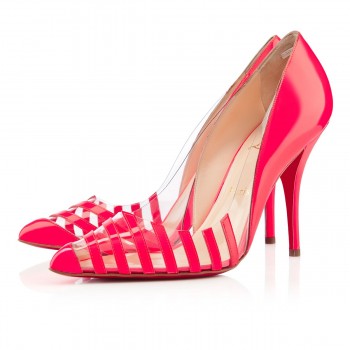 Replica Christian Louboutin Pivichic pvc 100mm Pumps Rose Paris Cheap Fake Shoes