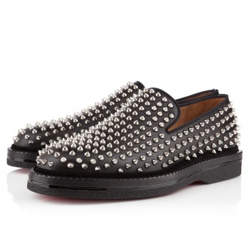 Replica Christian Louboutin Fred Au 14 Loafers Black/Silver Cheap Fake Shoes