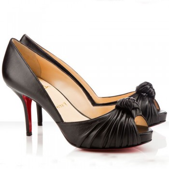 Replica Christian Louboutin Greissimo 80mm Peep Toe Pumps Black Cheap Fake Shoes