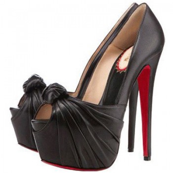 Replica Christian Louboutin Lady Gres 160mm Peep Toe Pumps Black Cheap Fake Shoes