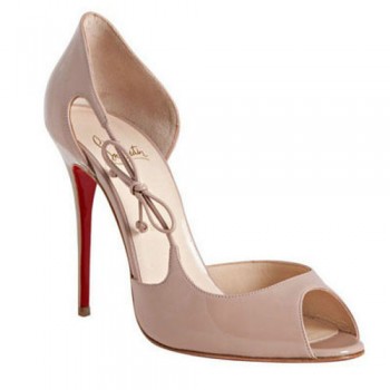 Replica Christian Louboutin Delico 100mm Peep Toe Pumps Nude Cheap Fake Shoes