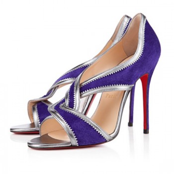 Replica Christian Louboutin Suzanana 100mm Peep Toe Pumps Purple Cheap Fake Shoes