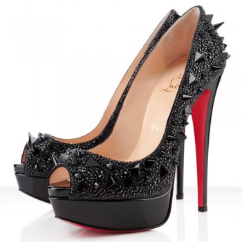 Replica Christian Louboutin Very Mix 140mm Peep Toe Pumps Black Cheap Fake Shoes