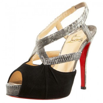 Replica Christian Louboutin Angela 120mm Slingbacks Black Cheap Fake Shoes