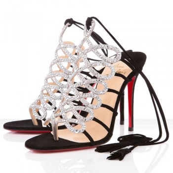Replica Christian Louboutin Salsbourg 100mm Sandals Silver Cheap Fake Shoes