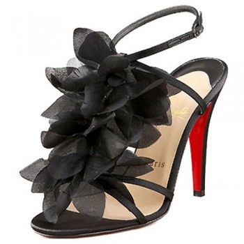 Replica Christian Louboutin Petal 70mm Sandals Black Cheap Fake Shoes