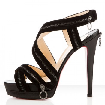 Replica Christian Louboutin Trailer 140mm Sandals Black Cheap Fake Shoes