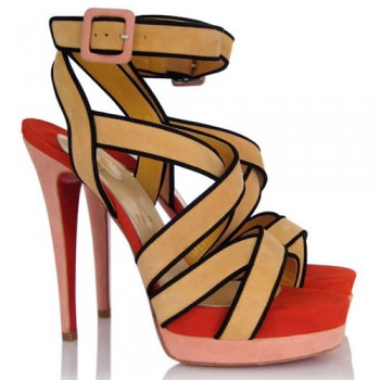 Replica Christian Louboutin Straratata 120mm Sandals Khaki Cheap Fake Shoes