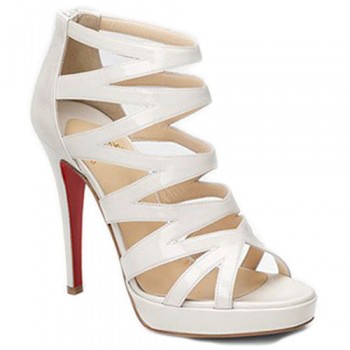 Replica Christian Louboutin Fernando 120mm Sandals White Cheap Fake Shoes