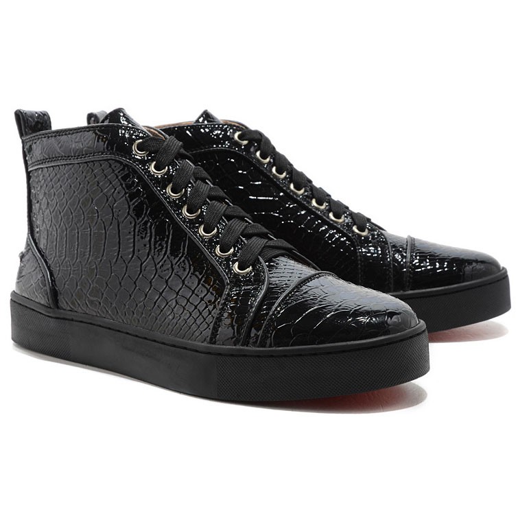 Replica Christian Louboutin Louis Python Sneakers Black Cheap Fake ...