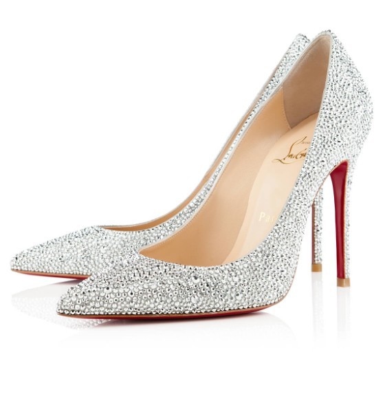 Replica Christian Louboutin Decollete 554 Strass 100mm Pumps Silver ...