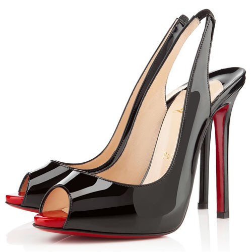 Replica Christian Louboutin Flo 100mm Slingbacks Black/Rouge Lipstick ...