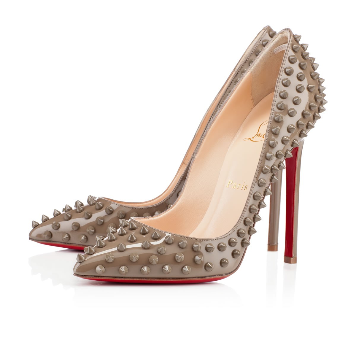 Replica Christian Louboutin Pigalle Spikes 120mm Pumps Taupe Cheap ...