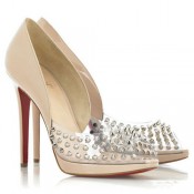 Christian Louboutin Engin 120mm Peep Toe Pumps Nude
