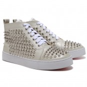 Christian Louboutin Louis Silver Spikes Sneakers Beige