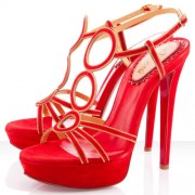 Replica Christian Louboutin TroisRonds 140mm Sandals Mandarin Red Cheap Fake Shoes