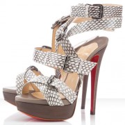 Replica Christian Louboutin Toutenkaboucle 140mm Sandals Light Grey Cheap Fake Shoes