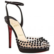 Replica Christian Louboutin Jeannette SPiked 120mm Sandals Black Cheap Fake Shoes